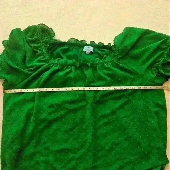 CeCe Lush Greem Boat Neck Puff Sleeve Top Size 3X - Picture 8 of 10